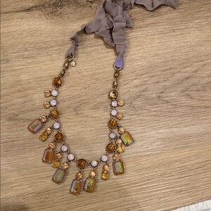 J. Crew Gold and Pink Statement Necklace